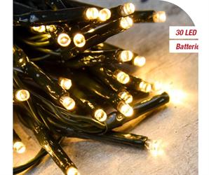 LUCI  30 MINILED A BATTERIA BIANCA CALDO MT.3,20