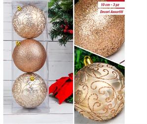 SFERA PLASTICA ASSORTITA BOX PZ.3 DIAM.100 CHAMPAGNE