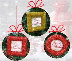 DECORAZIONE BRINATA ROSSA CM.12X12  APPENDIBILE