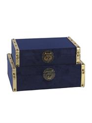 BAULE LEGNO CM.35X25X11 H. VELVET BLU