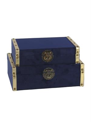 BAULE LEGNO CM.35X25X11 H. VELVET BLU