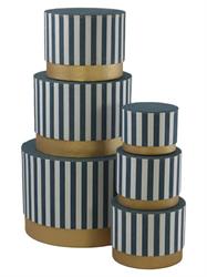 SCATOLA TONDA CARTONE RIGHE BLU DIAM. 20X15 H.