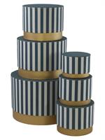 SCATOLA TONDA CARTONE RIGHE BLU DIAM. 20X15 H.