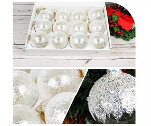 SFERA VETRO D.80 CON GLITTER BIANCA