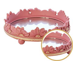 VASSOIO RESINA CON SPECCHIO DIAM.25X7 H. ROSA