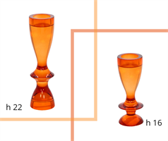 PORTACANDELA VETRO  ARANCIO CM.16 H.