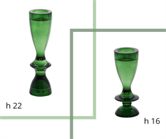 PORTACANDELA VETRO  VERDE CM.22 H.