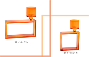 PORTACANDELA VETRO  ARANCIO CM.21X30X34 H.