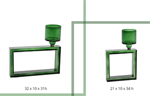 PORTACANDELA VETRO  VERDE CM.32X10X31 H.