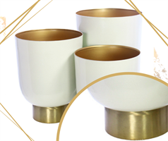 CACHE POT METALLO BIANCO E ORO DIAM.28X39 H.