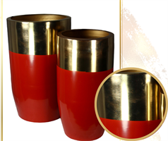 CACHE POT METALLO ROSSO E ORO DIAM.30X51 H.