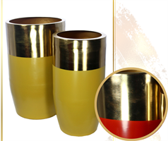 CACHE POT METALLO OCRA E ORO DIAM.30X51 H.