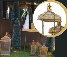 LANTERNA ORO VETRO E METALLO CM.30X20X67 H.