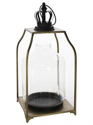 LANTERNA ARGENTO E NERO VETRO E METALLO CM.31X31X64 H.