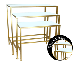 TAVOLINO TONDO IN METALLO ORO E SPECCHIO D.19X50 H.