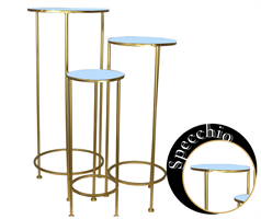 TAVOLINO TONDO IN METALLO ORO E SPECCHIO D.30X70 H.