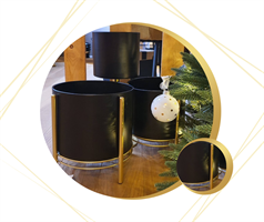 VASO METALLO NERO E ORO DIAM.28X30 H.