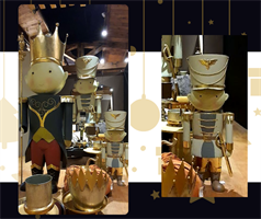 SOLDATO BLU ROSSO IN METALLO CON BASTONE CM. 200 H.