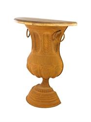 MENSOLA VASO RUGGINE IN METALLO E LEGNO CM.50X25X65 H.