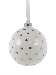 SFERA VETRO BIANCA ORO  DECORO POIS DIAM. 12
