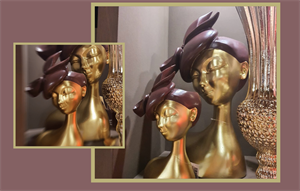 BUSTO PORTAVASO DONNA BORDEAUX ORO CM.16X14X30 H.