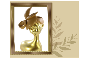 BUSTO PORTAVASO DONNA MARRONE ORO CM.16X14X30 H.