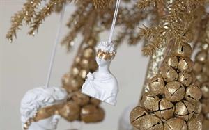 TESTA STATUA D'APPENDERE CM.7 BIANCA DECORO ORO