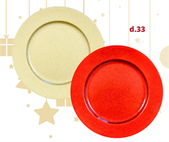 SOTTOPIATTO  TONDO PVC D.33 GLITTER ROSSO
