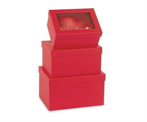 SET 3 SCATOLE RIGIDE RED PETALI FIORI CM.29