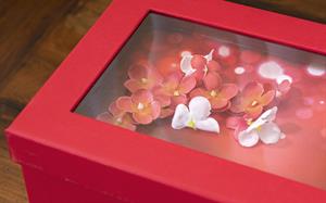 SET 3 SCATOLE RIGIDE RED PETALI FIORI CM.29