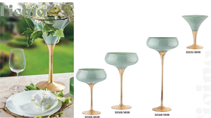 VASO VETRO MARTINI H.45 VERDE SALVIO GOLD