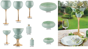 VASO VETRO MARTINI H.45 VERDE SALVIO GOLD