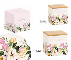 SCATOLA CERAMICA DECOR  FLOWER CON CANDELA CM.7