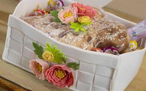 CASSETTA IN PANNO CON   FIORI CM.28