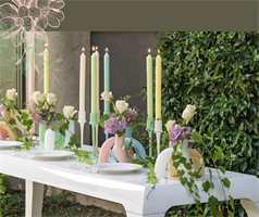 PORTACANDELA VETRO COLOR H.20 CREMA