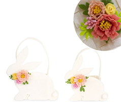 SET 2 CESTINI CONIGLI IN PANNO CON FIORI