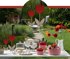 SET 2 TULIPANI LEGNO RED CON BASE H.35