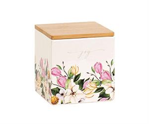 SCATOLA CERAMICA DECOR  FLOWER CON CANDELA CM.9