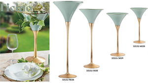 VASO VETRO COPPA D.28 H.40 VERDE SALVIO GOLD