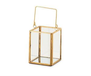LANTERNA VETRO METALLO GOLD 7X7X9
