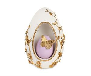 UOVO DOPPIO DECORATO IN RESINA H.36