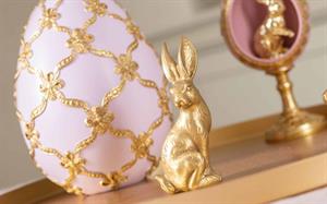 UOVO RESINA LILLA H.23  CON INTRECCIO GOLD