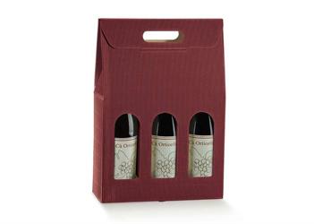 SCAT. 3 BOTTIGLIE ONDA  BORDEAUX 27X9X38