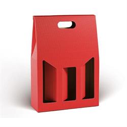 SCAT. 3 BOTTIGLIE ONDA  ROSSO 27X9X38