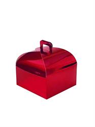 SCAT. PORTAPANETTONE CM.25X25X20H BASSO ROSSO METALL. DA Kg.1