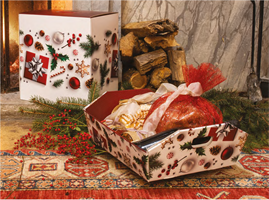 SCAT. CESTA CARTONE STESA CM.34X29x10 BIANCO NATALE