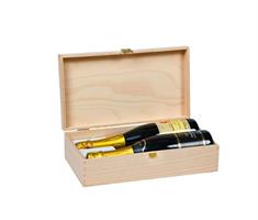 CASSETTA LEGNO BETULLA  CHIARO 2 BOTTIGLIE CM.19X34X9