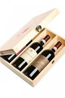 CASSETTA LEGNO BETULLA  CHIARO 3 BOTTIGLIE CM.27X34X9