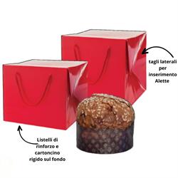 SHOPPER PORTAPANETTONE  BAG LUSSO 24,5X24,5X30 ROSSO LUCIDA