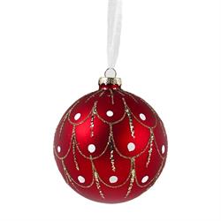 SFERA VETRO ROSSA DECORO ORO DIAM. 10